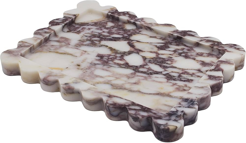 Genuine Calacatta Viola Scalloped Marble Tray, Real Natural Marble Stone Tray, Luxury Decorative ... | Amazon (US)