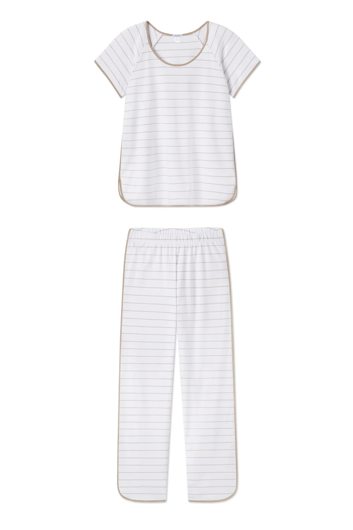 Pima Short-Long Set in Driftwood Stripe | Lake Pajamas