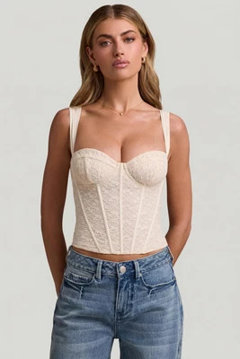 Underwired Lace Corset Top in Ivory | Oh Polly