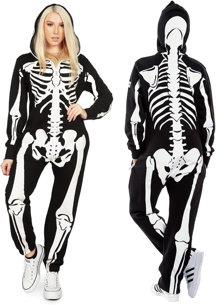 Tipsy Elves Halloween Skeleton Costume for Women - Comfy Easy Adult Onesie Jumpsuit - Front and B... | Amazon (US)