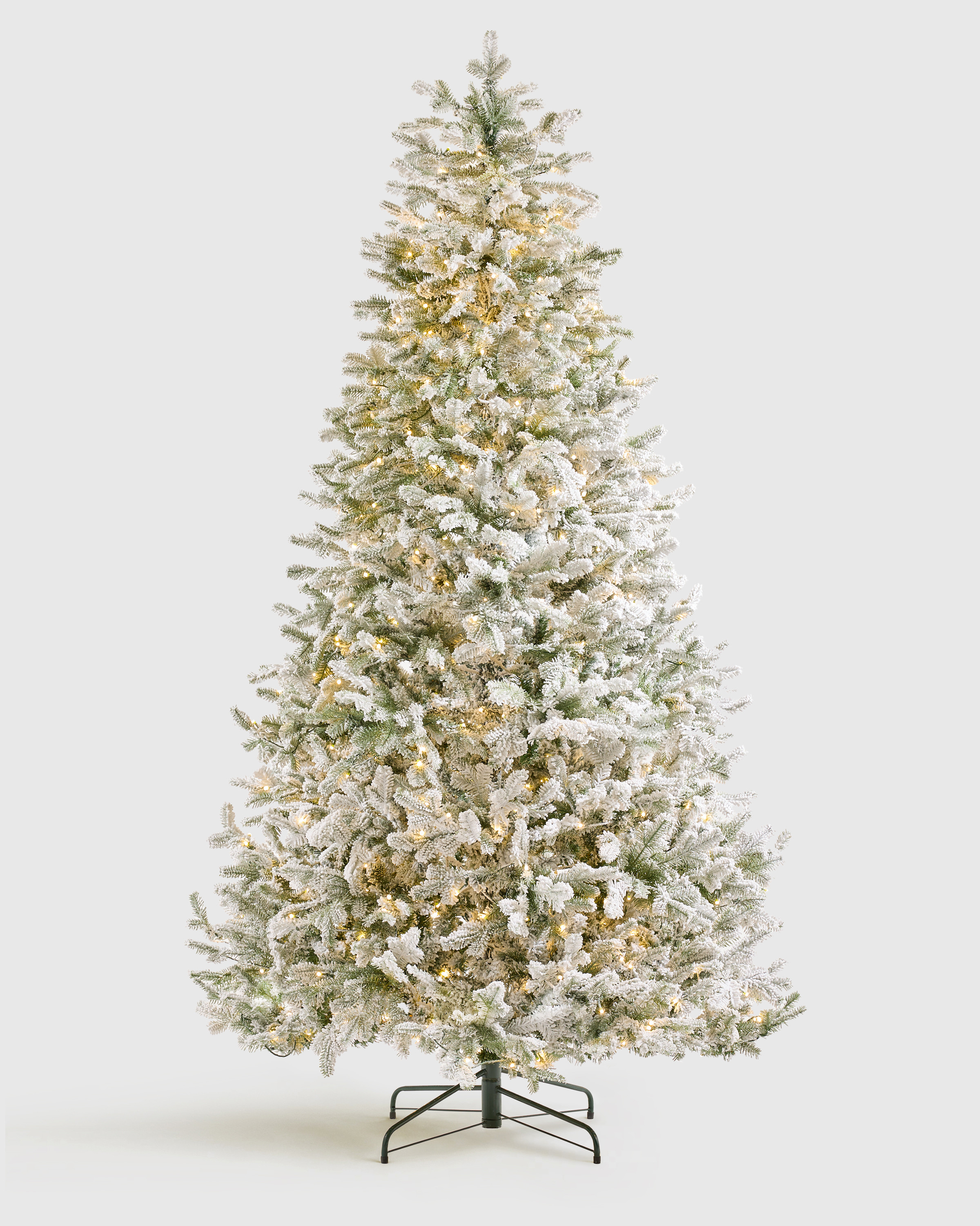 Quince | Frosted Fraser Fir Artificial Christmas Tree: Lit in Forest Green, Size 6.5', Soft-Touch Plastic | Quince