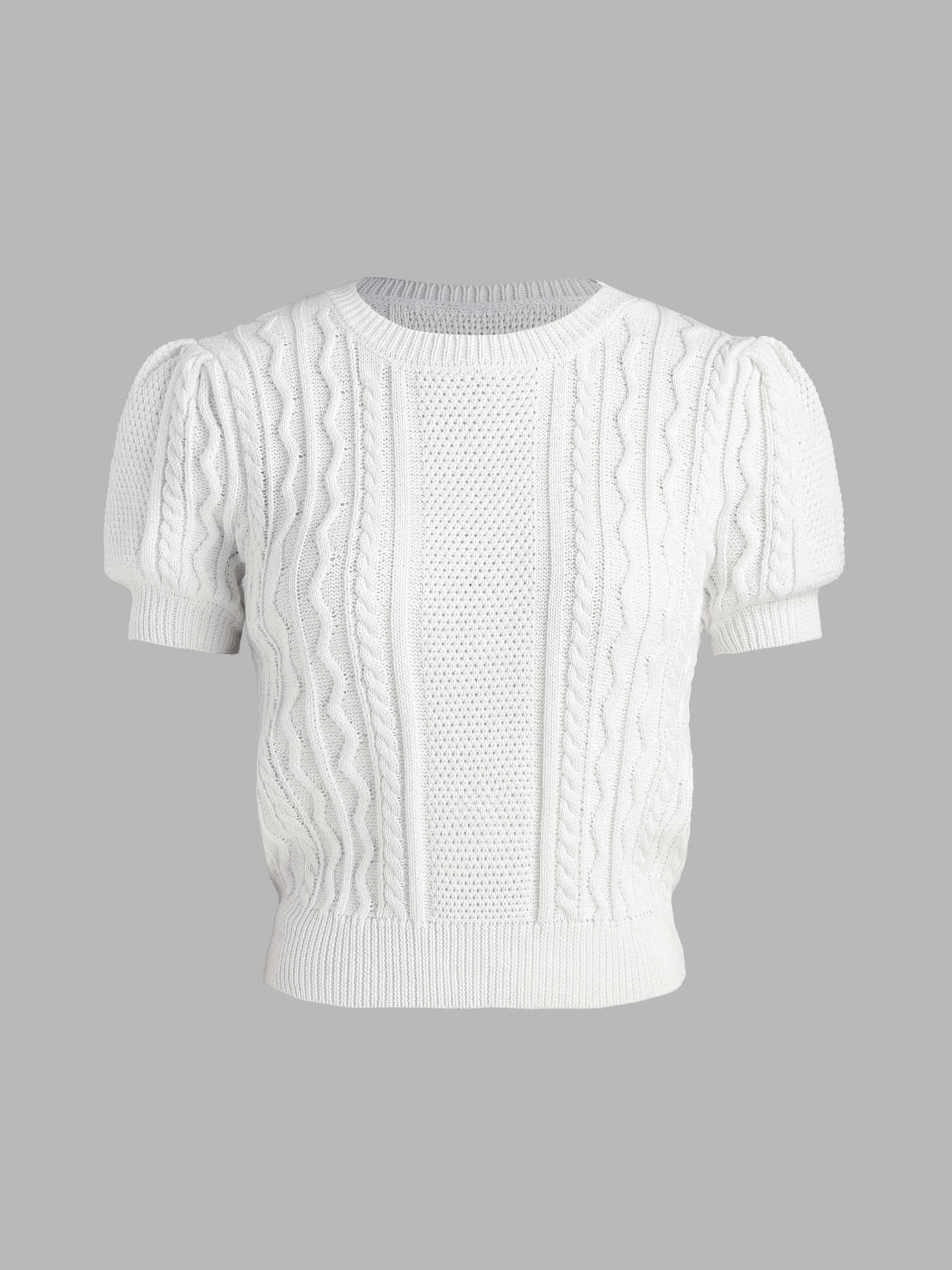Round Neckline Rib Knitted Short Sleeve Top | Cider