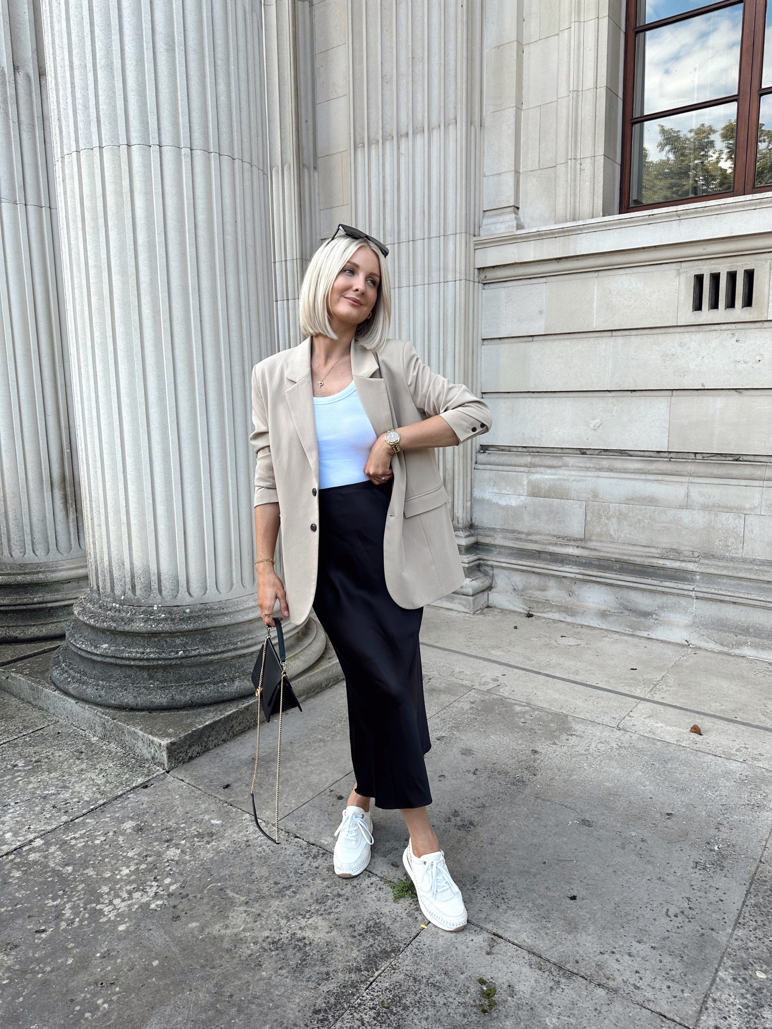A bump friendly way to style a satin midi skirt and blazer combo for a transitional look 🫶

#LTKbump #LTKSeasonal #LTKstyletip