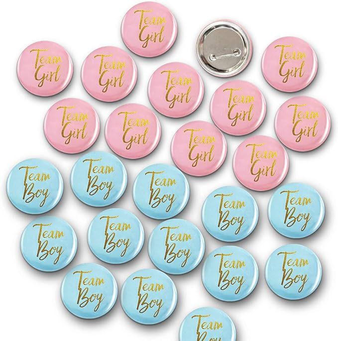 Gender Reveal Button Pins 50 Pcs, Team Boy Girl Button Pins, Pink blue Button Pin for Baby Shower... | Amazon (US)