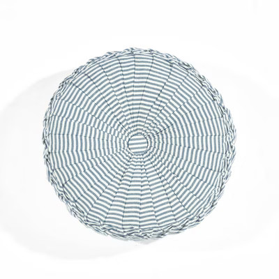 14" Farmhouse Ticking Striped Yarn Dyed Pleated Round Throw Pillow - Lush Décor | Target