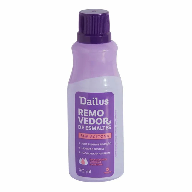 Removedor de Esmaltes Dailus Sem Acetona Vegano 90ml | Drogasil BR