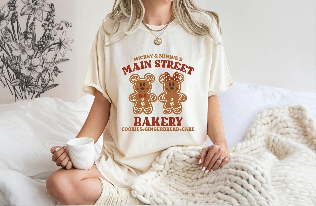 Main Street Bakery Gingerbread Cookies Cakes T-shirt, Gingerbread Tsshirt, Mickey and Minnie Ging... | Etsy (US)