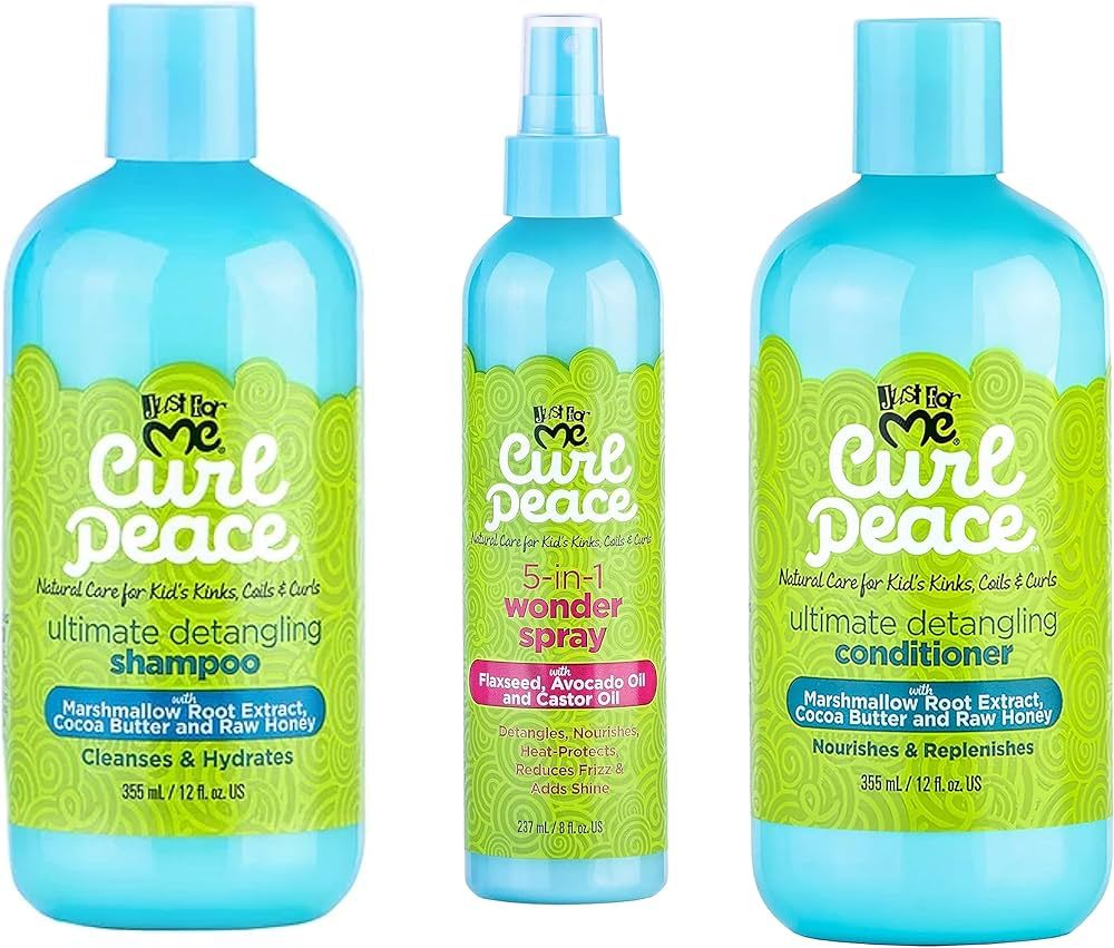 Just For Me Kids Curl Peace Hair Products Combo (SHAMPOO, CONDITIONER & WONDER SPRAY) | Amazon (US)