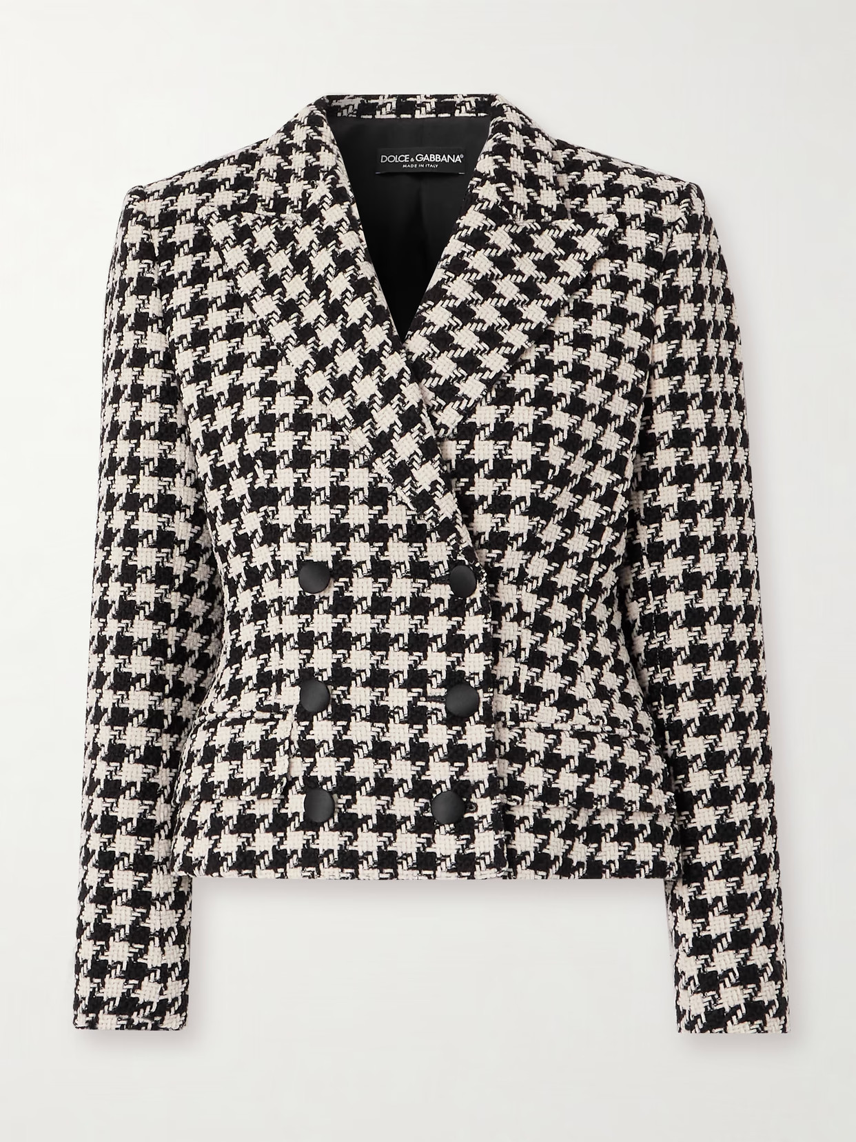Dolce & Gabbana - Double-breasted Houndstooth Wool And Cotton-blend Tweed Blazer - Gray | NET-A-PORTER (US)