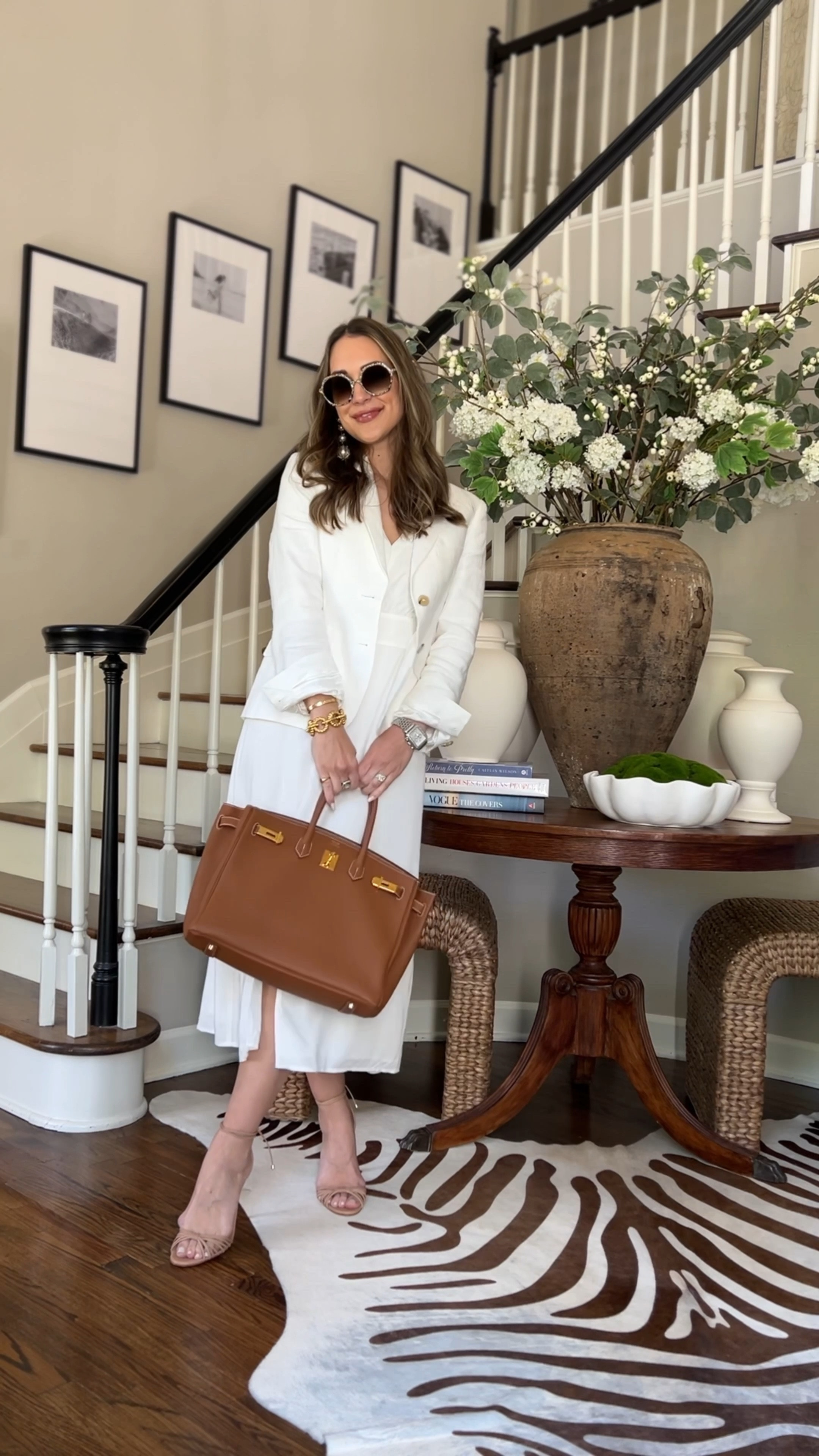 White midi dress from cella Jane x splendid collection, linen Gerard darel blazer, schutz heels, krewe sunglasses, birkin

#LTKstyletip