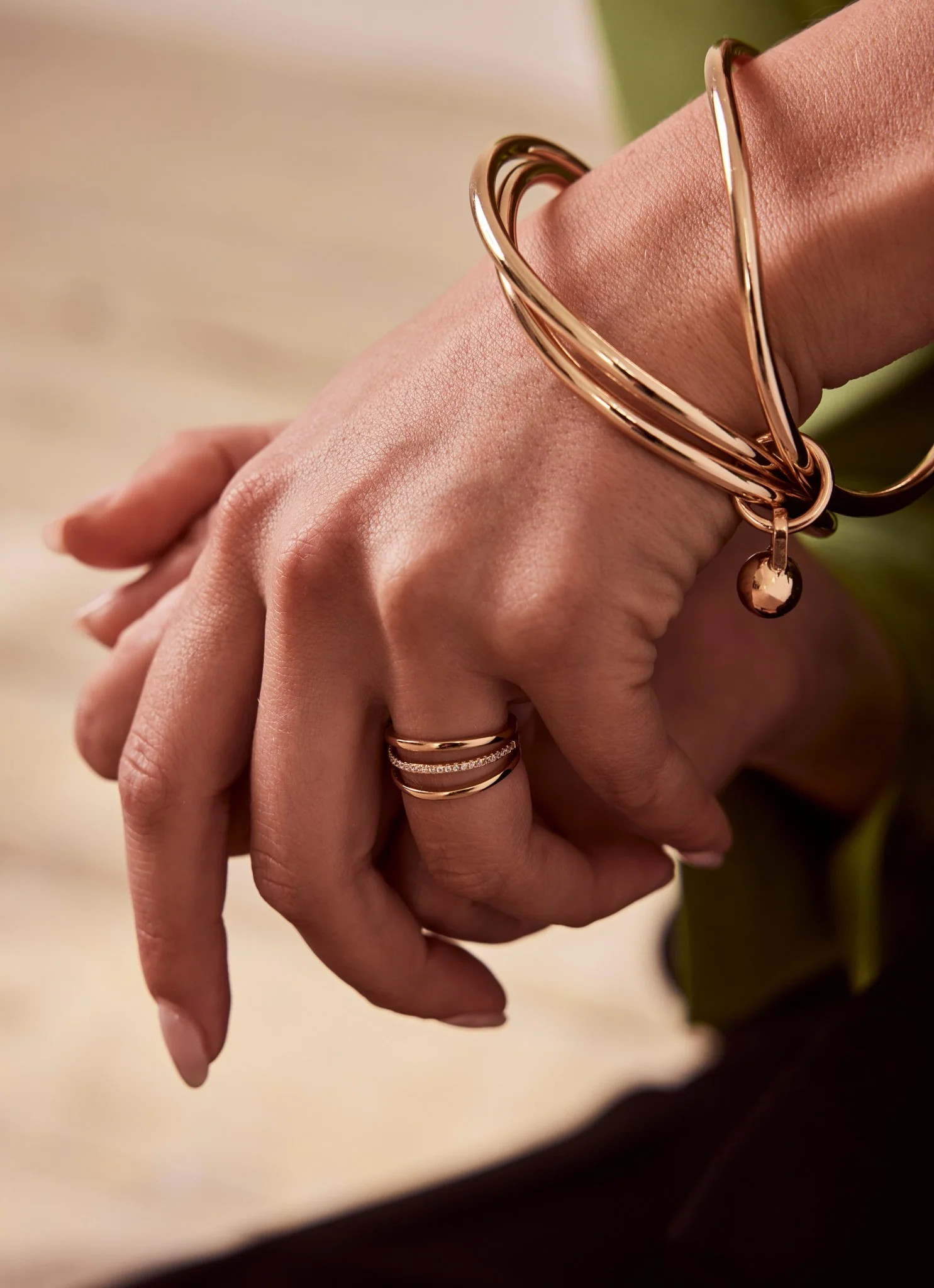 Gold Tone Triple Bangle | Mint Velvet