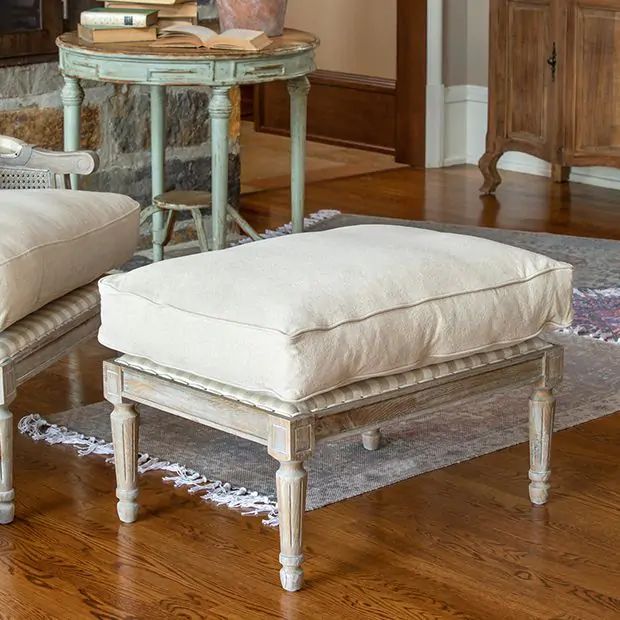 Cushioned Country Ottoman | Antique Farm House