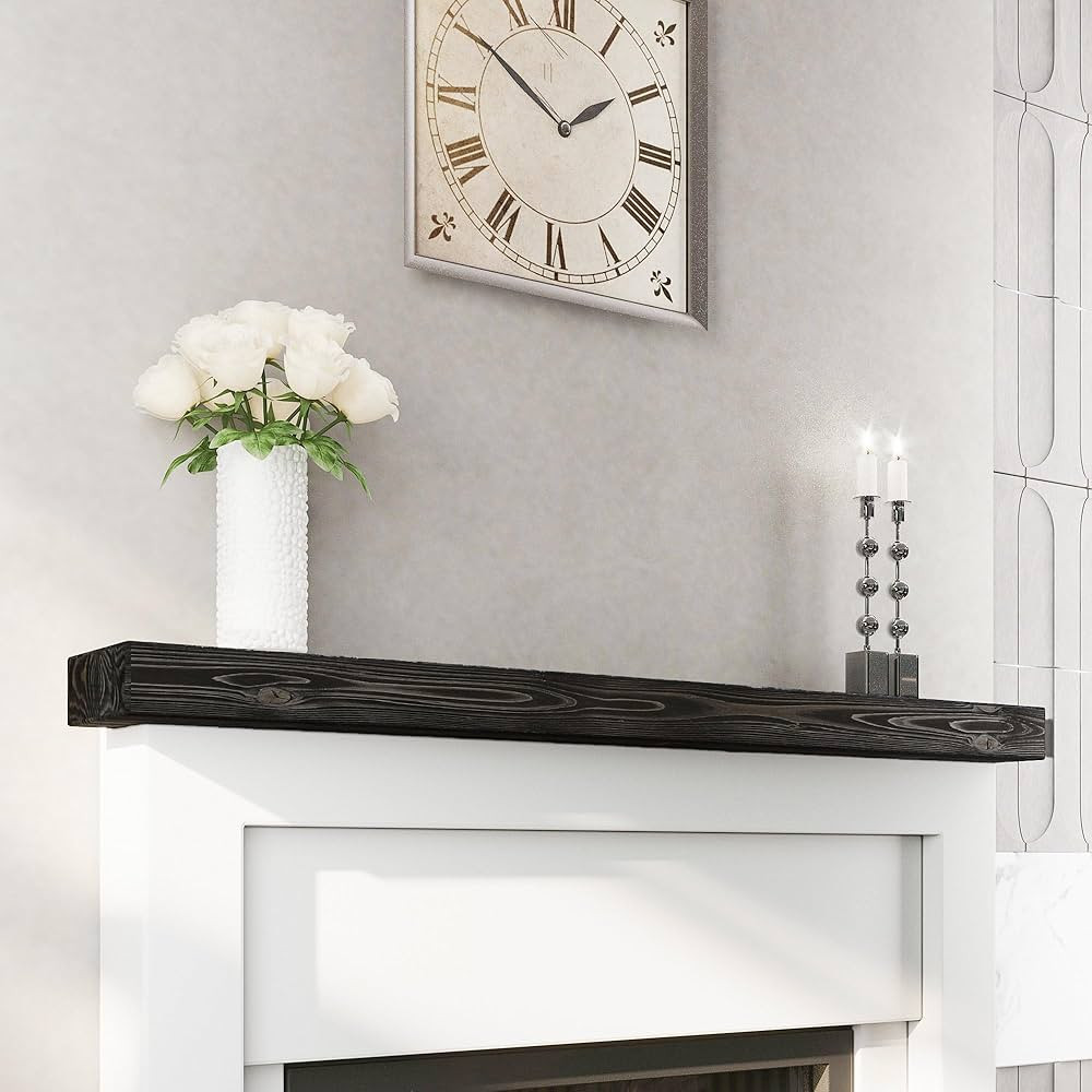 BoscoMondo 54 Inch Fireplace Mantel - Solid Rustic Wood - Wall Mounted Floating Farmhouse Shelf -... | Amazon (US)