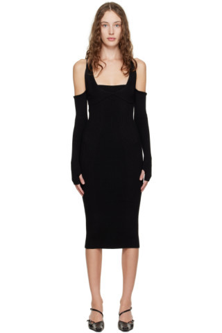 Black 'La Fleur' Midi Dress | SSENSE