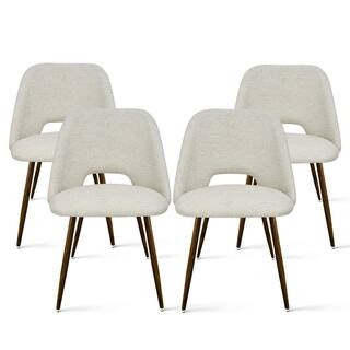 Upholstered Modern Cutout Back Dining Chair with Walnut Leg (Set of 4)(16) | The Home Depot