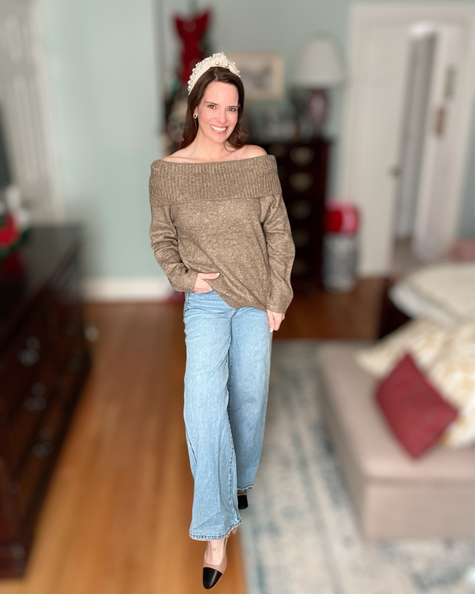 Off-the-Shoulder Neutral Sweater & Relaxed Denim 🤍✨

This off-the-shoulder sweater is such a cozy, feminine staple for winter 🤍 I love the soft neutral tone paired with relaxed, light-wash denim for an effortless, everyday look that still feels polished. The wide neckline gives just the right amount of shape while still being comfortable and wearable, making it perfect for casual days when you want something a little elevated.

I finished the look with neutral flats for easy wear and added a pearl headband and simple gold hoops to dress it up just enough. This outfit works beautifully for errands, lunch dates, casual dinners, or cozy days at home when you still want to feel put together ✨ It’s one of those easy combinations you’ll reach for again and again.

Off the shoulder sweater outfit, neutral sweater look, casual winter outfit, relaxed denim outfit, everyday chic style, pearl headband outfit, affordable Amazon fashion, cozy feminine outfit, casual date outfit, winter basics for women

#LTKFindsUnder50 #LTKPetite #LTKFindsUnder100