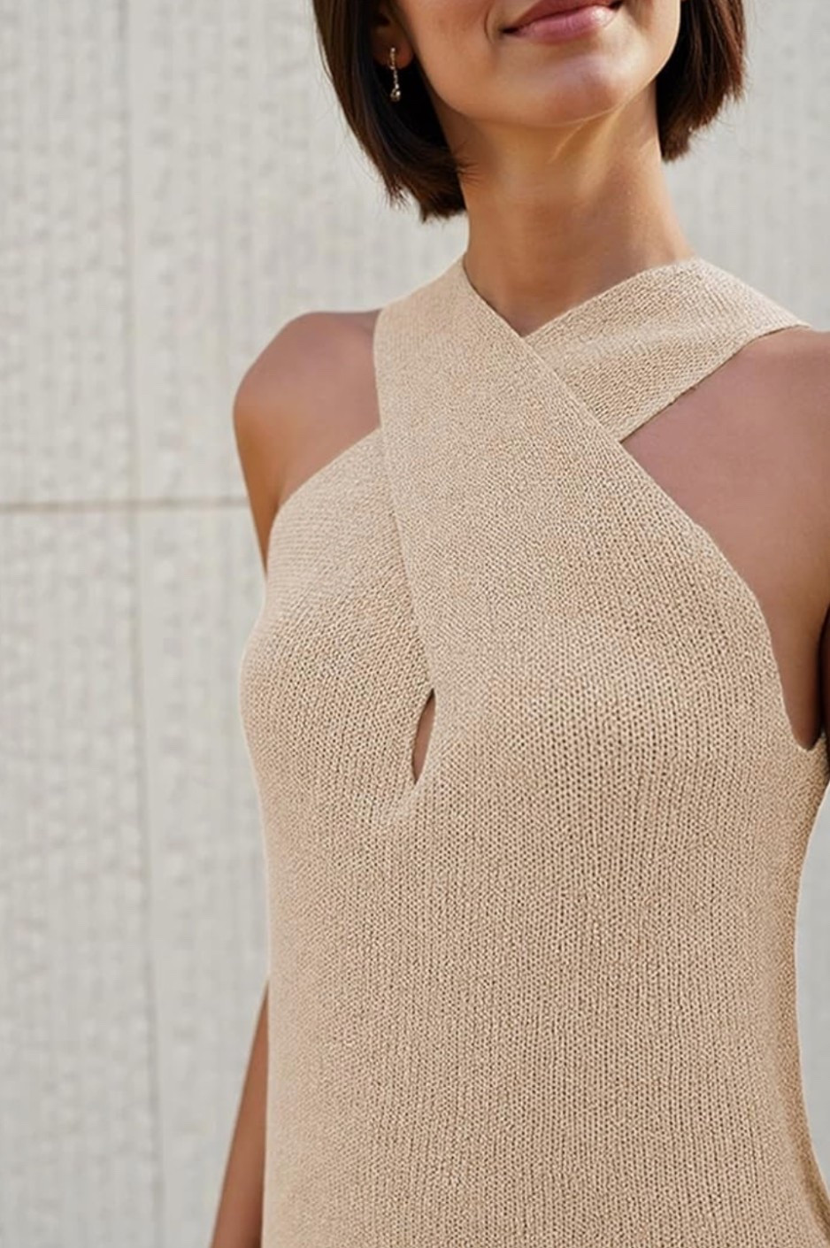 Sleek halter lines and soft knit comfort.✨ This crossover tank feels flattering, modern, and perfect for polished summer outfits.

An easy standout basic.🤍

#LTKSeasonal #LTKU #LTKMidsize