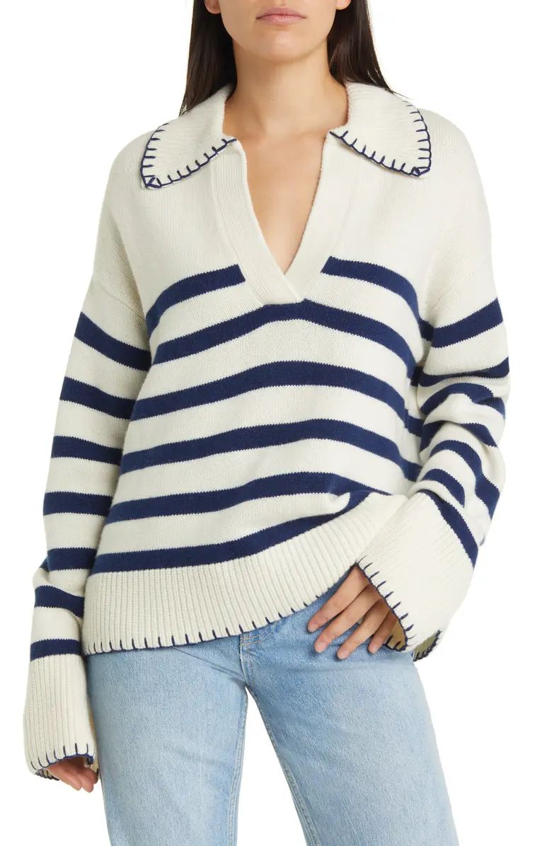 Stripe Wool & Cashmere Polo Sweater | Nordstrom