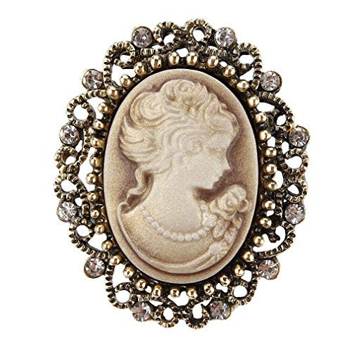 Jana Winkle Vintage Queen Cameo Crystal Brooch Pins Women in Antique Gold ColYellow | Amazon (US)