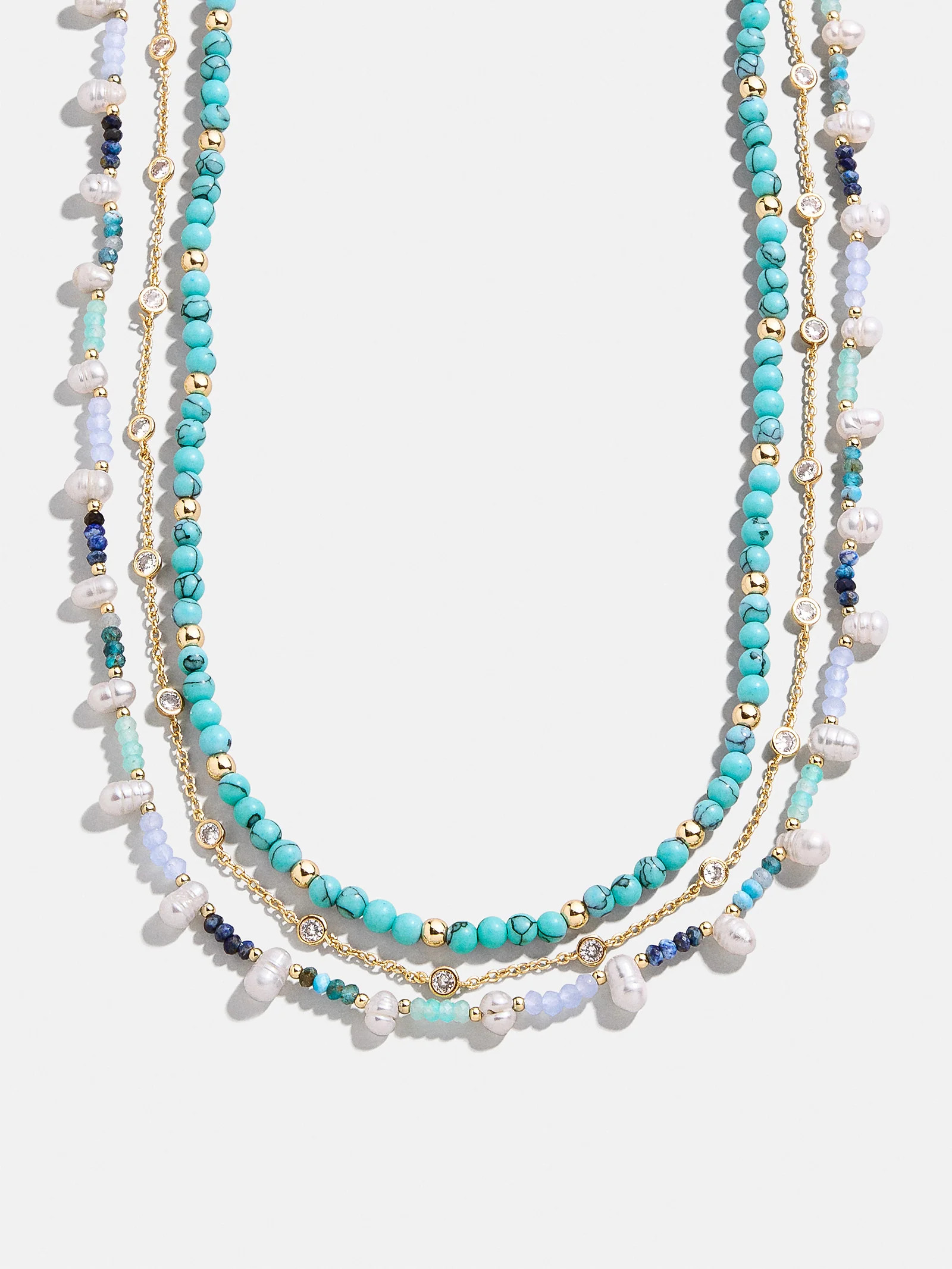 Rowan Semi-Precious Layered Necklace - Gold/Blue | BaubleBar (US)