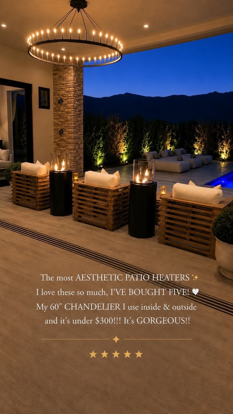 Creating the ultimate luxury outdoor living space ✨

These patio heaters and this stunning 60” chandelier completely transformed our outdoor entertaining area. The warm glow, designer-inspired look, and cozy ambiance make this patio feel like a five-star resort right at home.

If you’re looking for outdoor patio decor, luxury outdoor furniture, patio lighting ideas, or Restoration Hardware-inspired outdoor design, these are my top picks. 🤍

Summerthompsonstyles

#LTKHome #LTKSaleAlert #LTKselfcare