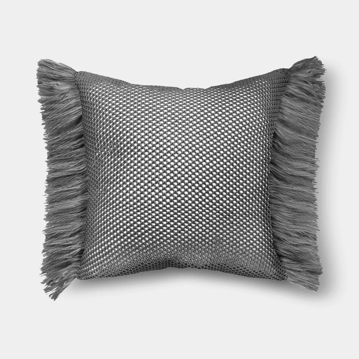 20"x20" Faux Natural Knit Fringed Pillow Gray - Threshold™ | Target