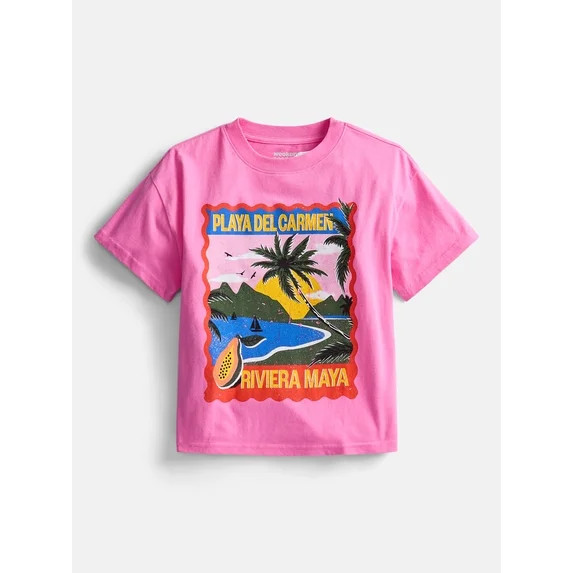 Weekend Academy Girls Graphic Cotton Tee with Short Sleeves, Sizes 4-18 | Walmart (US)