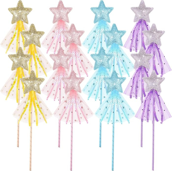 Skylety 8 Pcs Fairy Wands Star Glitter Princess Wands for Girls Kids Princess Party Favors Angel ... | Amazon (US)