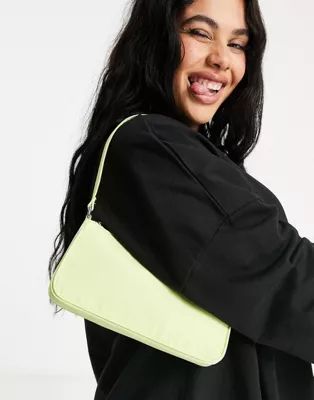 ASOS DESIGN slim 90s shoulder bag in lime | ASOS (Global)