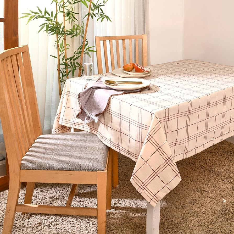 Folkulture Table Cloth 60" x 72", 100% Cotton Rectangular Tablecloth for Home Decor, Beige Farmho... | Amazon (US)