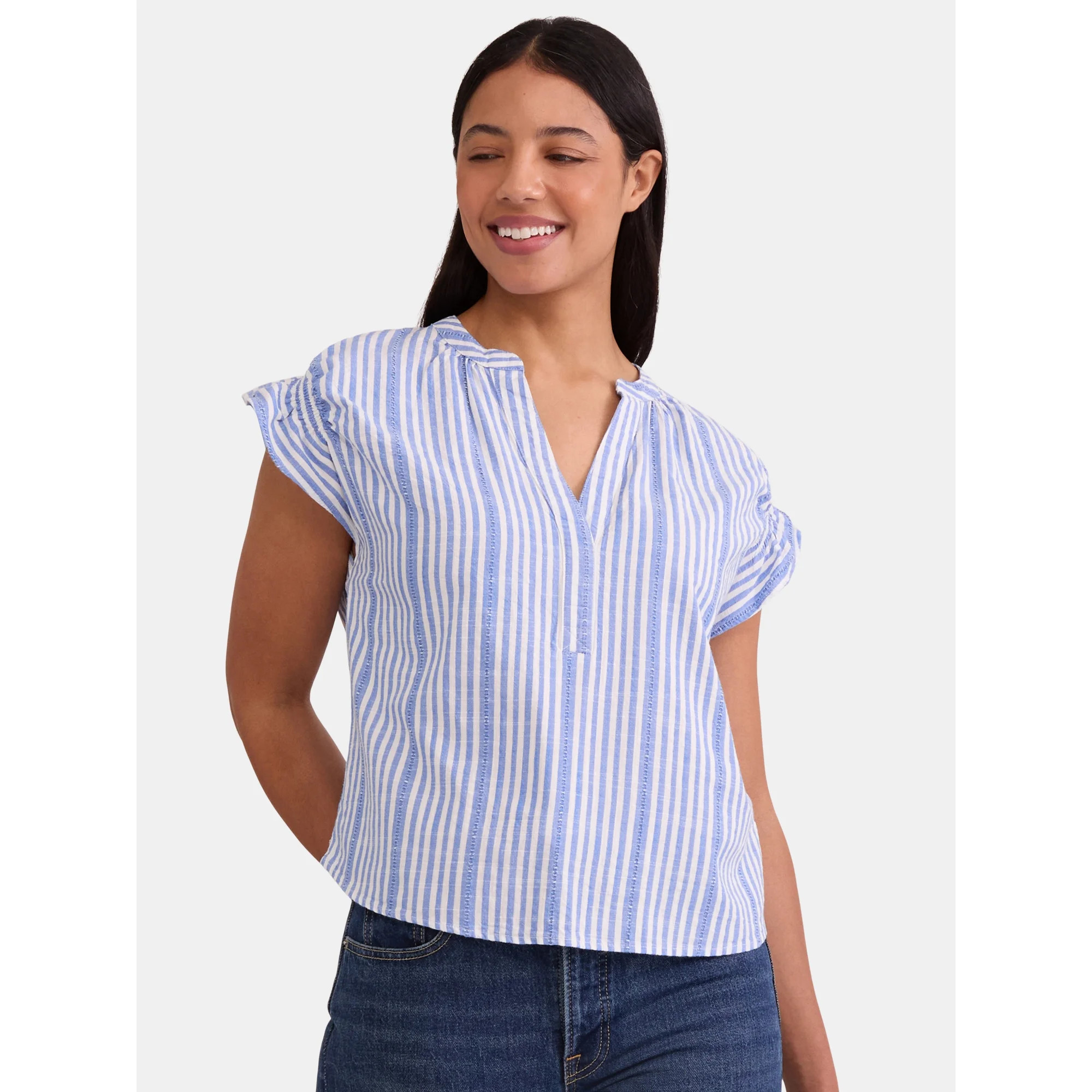 Time & Tru Women's Ruffle Collar Tank, Sizes XS-XXXL | Walmart (US)