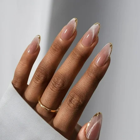 BTArtbox Press On Nails Almond - Cat Eye Fall Press On Nails Medium Fake Nails with 3D Sculpting Metallic Design Supremely Fit & Glossy Glue On Nails in 15 Sizes Knightshield | Walmart (US)