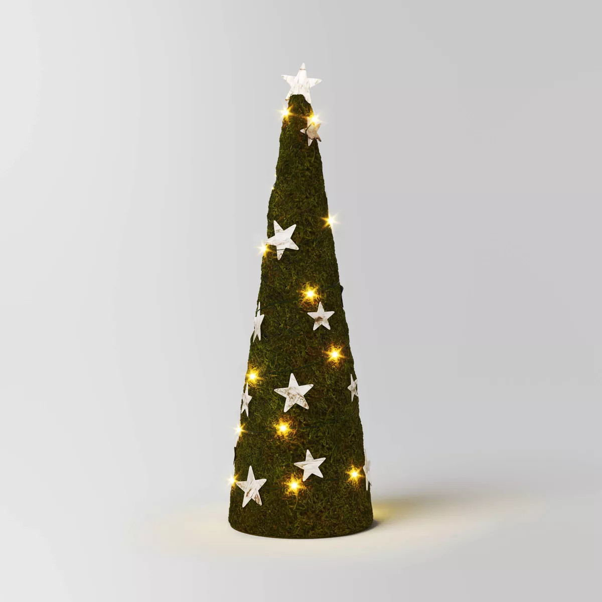17" Battery Operated Lit Artificial Moss with Stars Christmas Tree Sculpture - Wondershop™ Gree... | Target