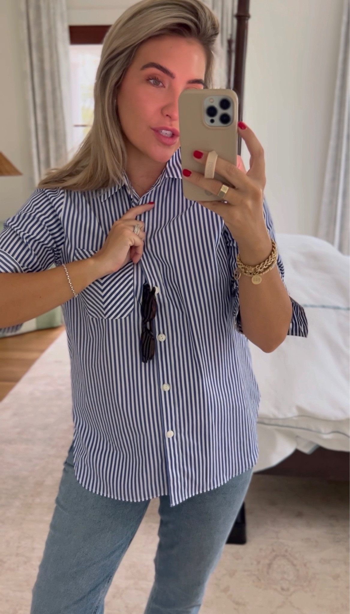 Use code FRESH to take 20% off my necklace, jeans, and sunglasses!