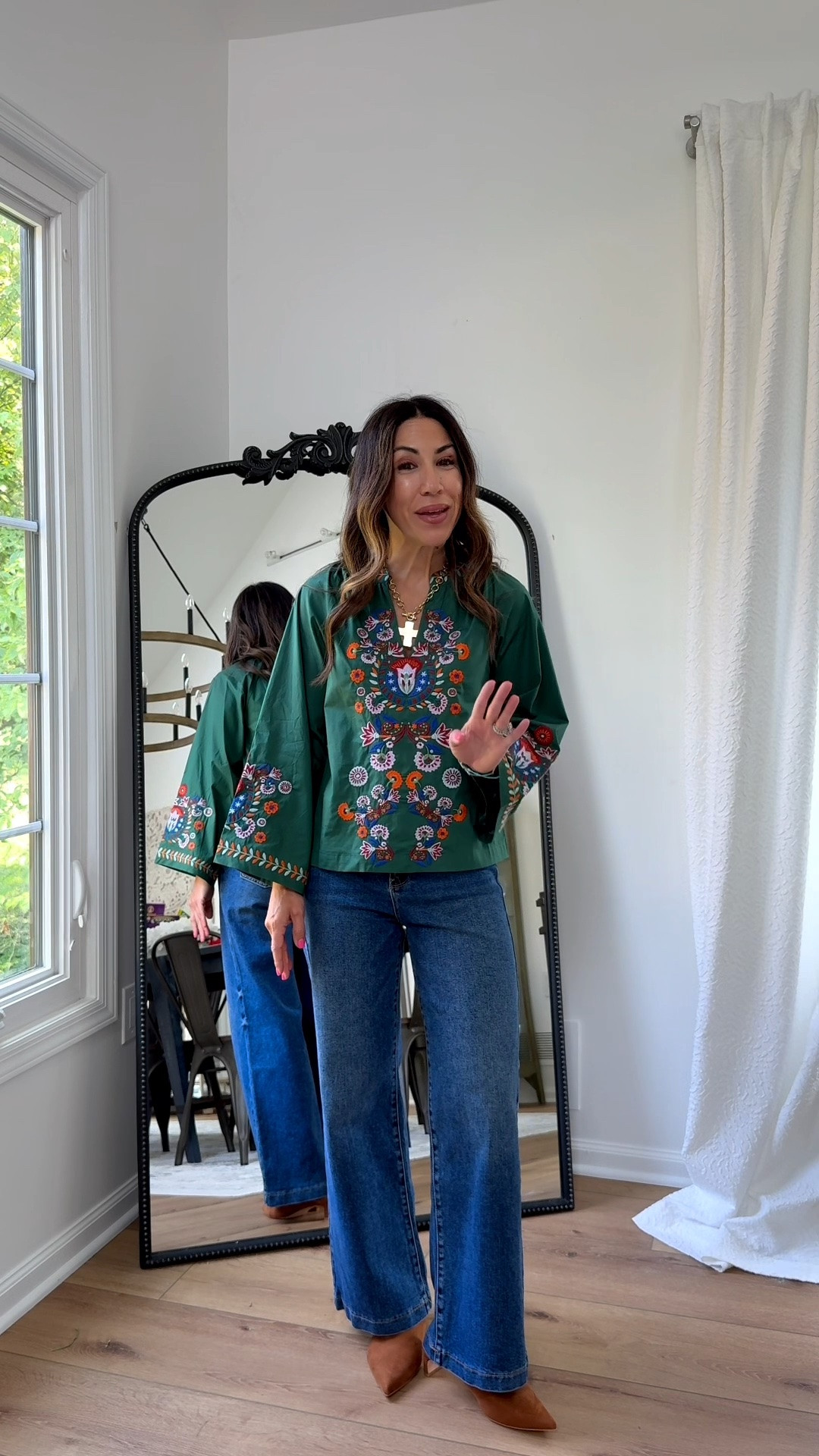 Small embroidered top. 25 jeans. Shoes TTS.

#LTKOver40 #LTKPetite