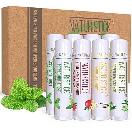 8-Pack Lip Balm Gift Set by Naturistick. Assorted Flavors. 100% Natural Ingredients. Best Beeswax... | Amazon (US)