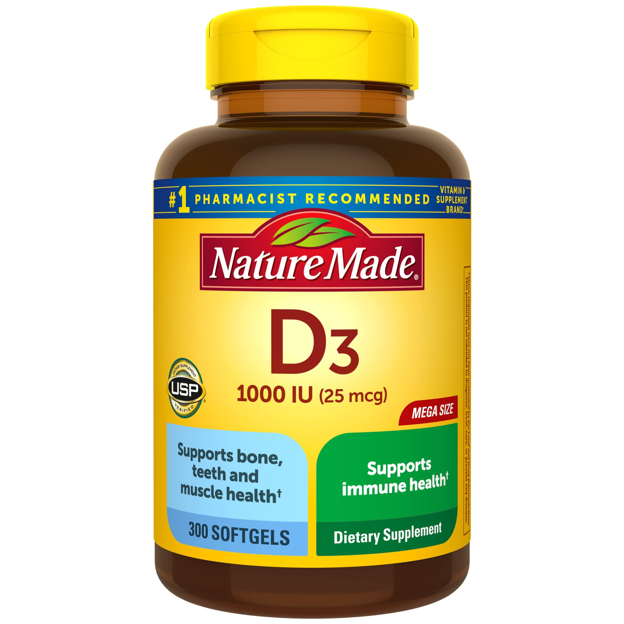 Nature Made Vitamin D3 1000 IU (25 mcg), Vitamin D Supplement for Bone, Teeth, Muscle and Immune ... | Amazon (US)