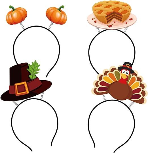 Thanksgiving Turkey Headband Decorations - Fall Pumpkin Head Boppers Party Favors Accessories Sup... | Amazon (US)
