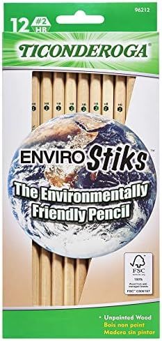 TICONDEROGA Envirostik Natural Wood Pencils, Wood-Cased #2 HB Soft, Natural, 12-Pack (96212), Woo... | Amazon (US)
