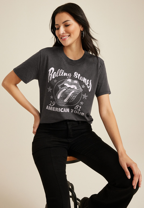 Rolling Stones 1981 American Tour Glitter Relaxed Fit Graphic Tee | Maurices