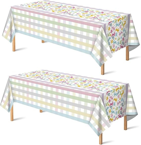 OHOME Easter Decorations - Rabbit Eggs Disposable Plastic Tablecloth Rectangular | Easter Party D... | Amazon (US)