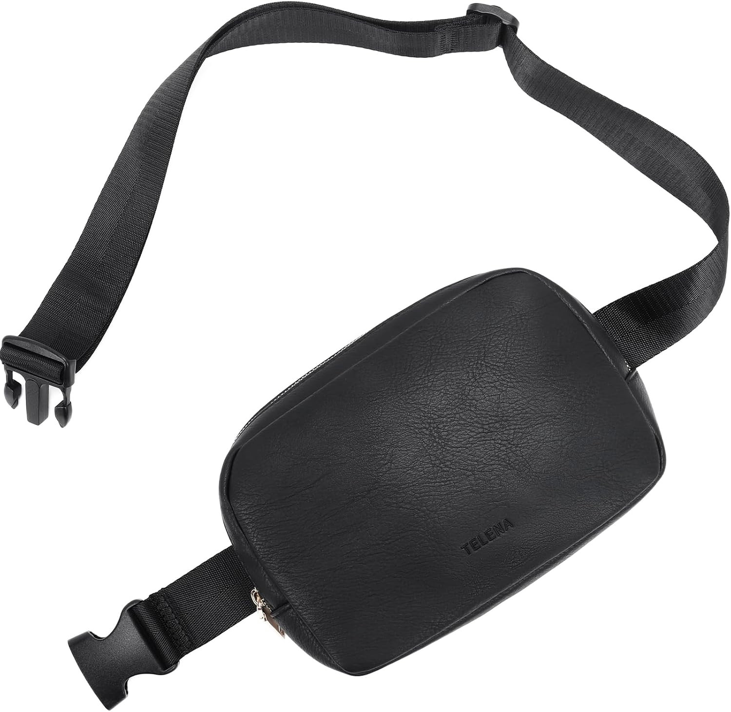 Telena Leather Belt Bag for Women Fashionable Fanny Packs Cross Body Bag Waist Pack Black | Amazon (US)