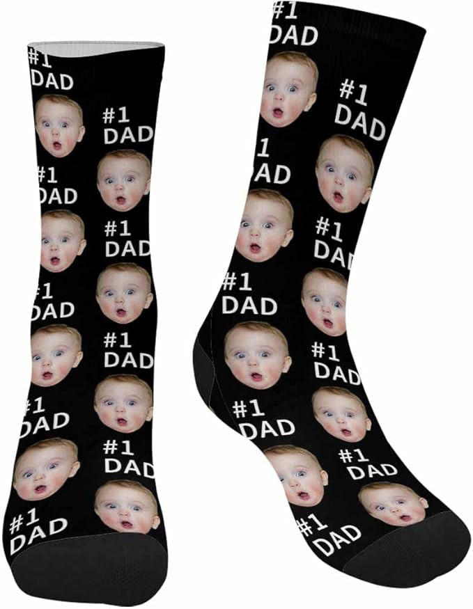 Custom Personalized Photo Pet Face Socks, Cat and Dog Tracks Paws Bones Crew Socks with Picture f... | Amazon (US)