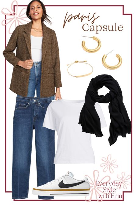 I was always a fan of a white t-shirt, leather jacket and heels. Updating it slightly to white tee, textured blazer and a scarf. 

Also a cool and casual update for paris. 

Blazer- petite medium 
Jeans- petite 28 

#LTKstyletip #LTKSeasonal #LTKshoecrush
