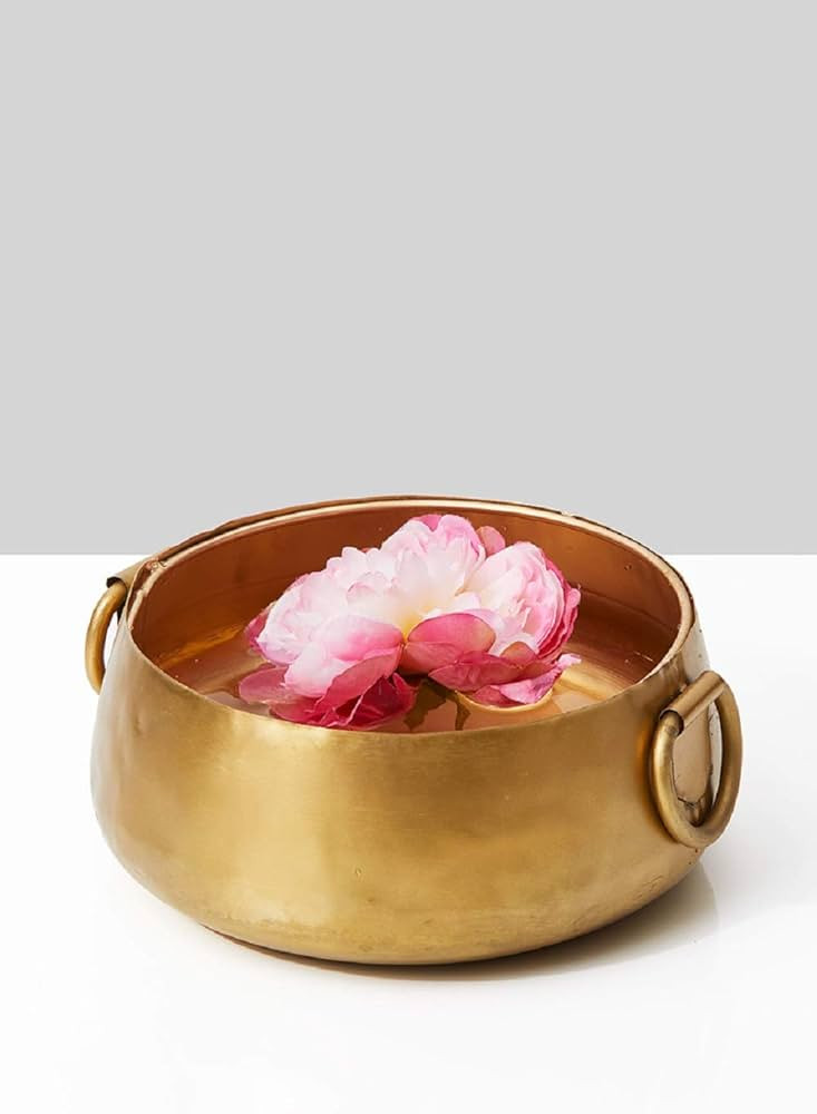 Serene Spaces Living Decorative Gold Iron Handi Bowl, Large Centerpiece Bowl - Traditional Indian... | Amazon (US)
