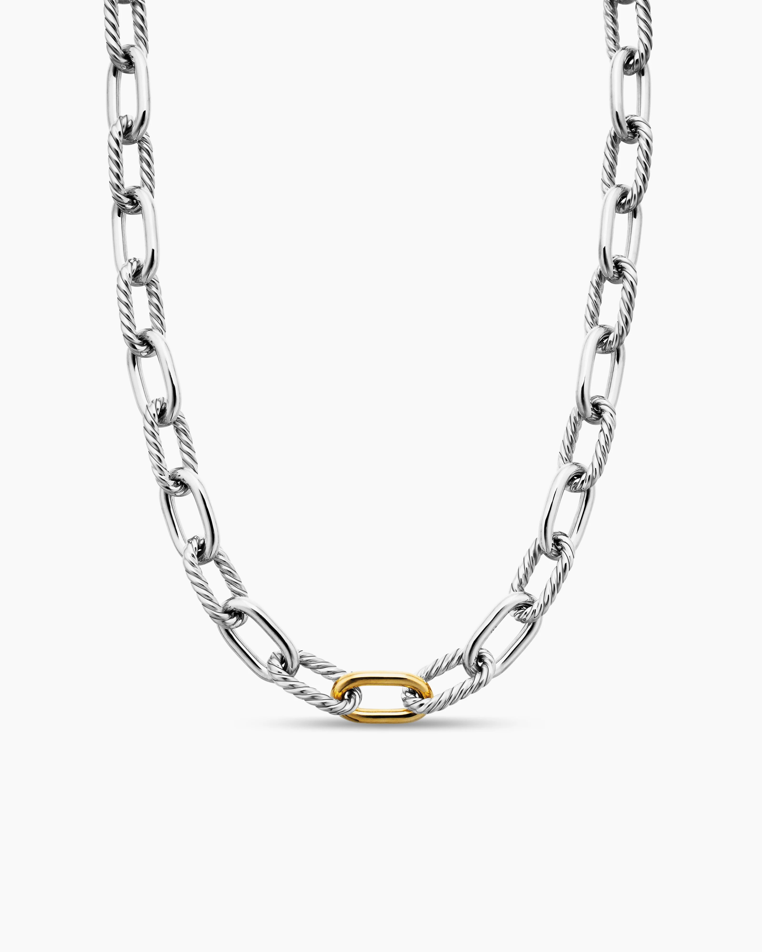 David Yurman | DY Madison® Chain Necklace in Sterling Silver with 18K Yellow Gold, 11mm | David Yurman