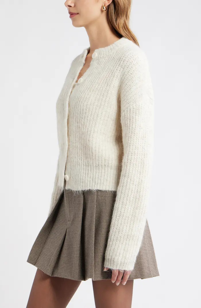 Fuzzy Crewneck Cardigan | Nordstrom