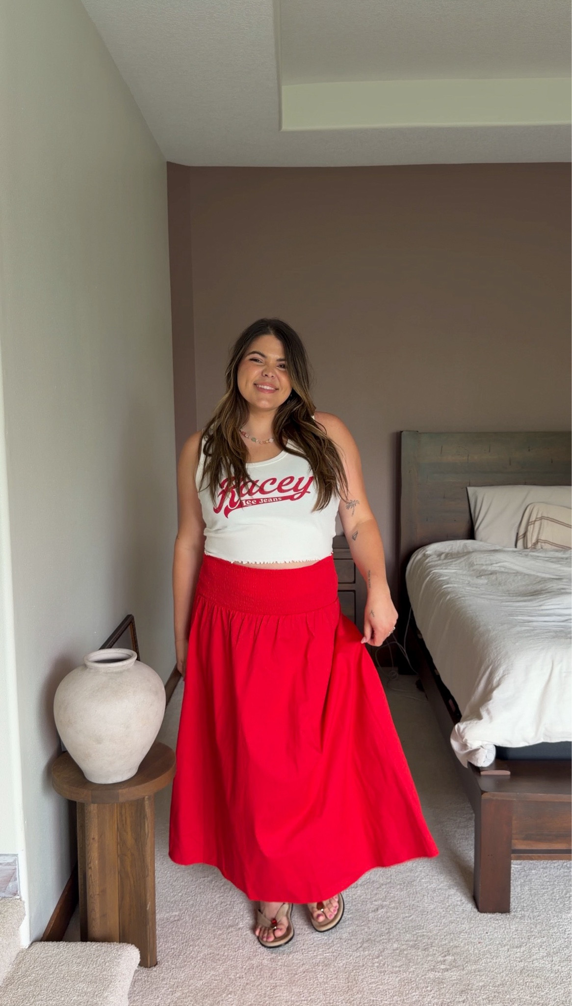 Casual summer outfit would be really cute for a country concert, Nashville, or even the state fair (especially with cowboy boots)

Midsize, size 12, size 14, mom style, curvy outfit ￼