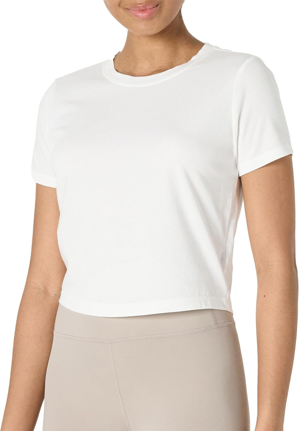 Amazon Essentials Women's Regular Fit Active Soft Cotton Crewneck Short Sleeve Yoga Workout Lightweight Cropped T-Shirt | Amazon (US)