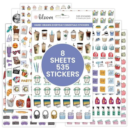 bloom daily planners Vintage Hand-Drawn Everyday Essentials Planner Stickers (535 Stickers) - Variety Pack for Decorating, Planning, Scrapbooking | Amazon (US)